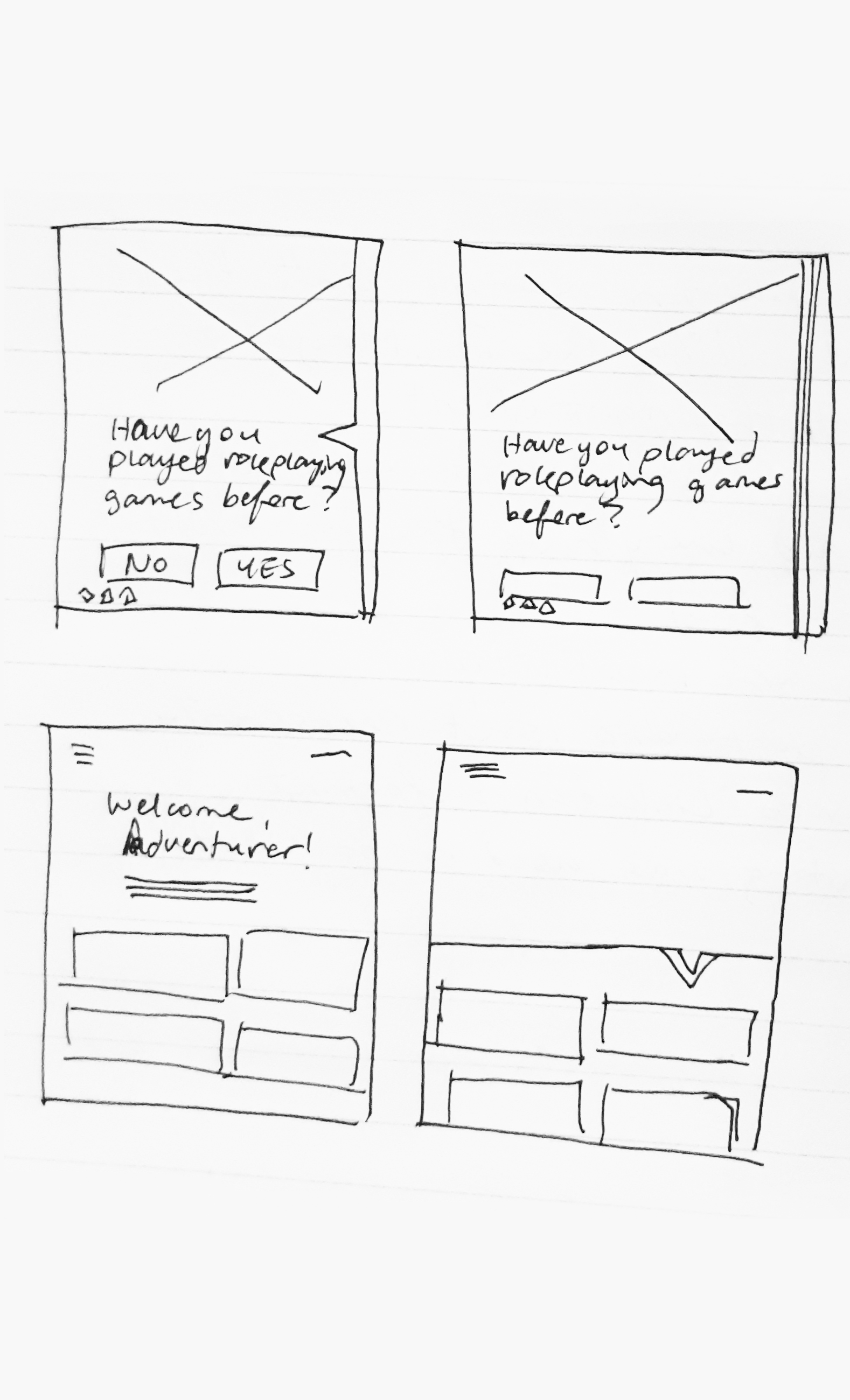 Photo of my sketch wireframes