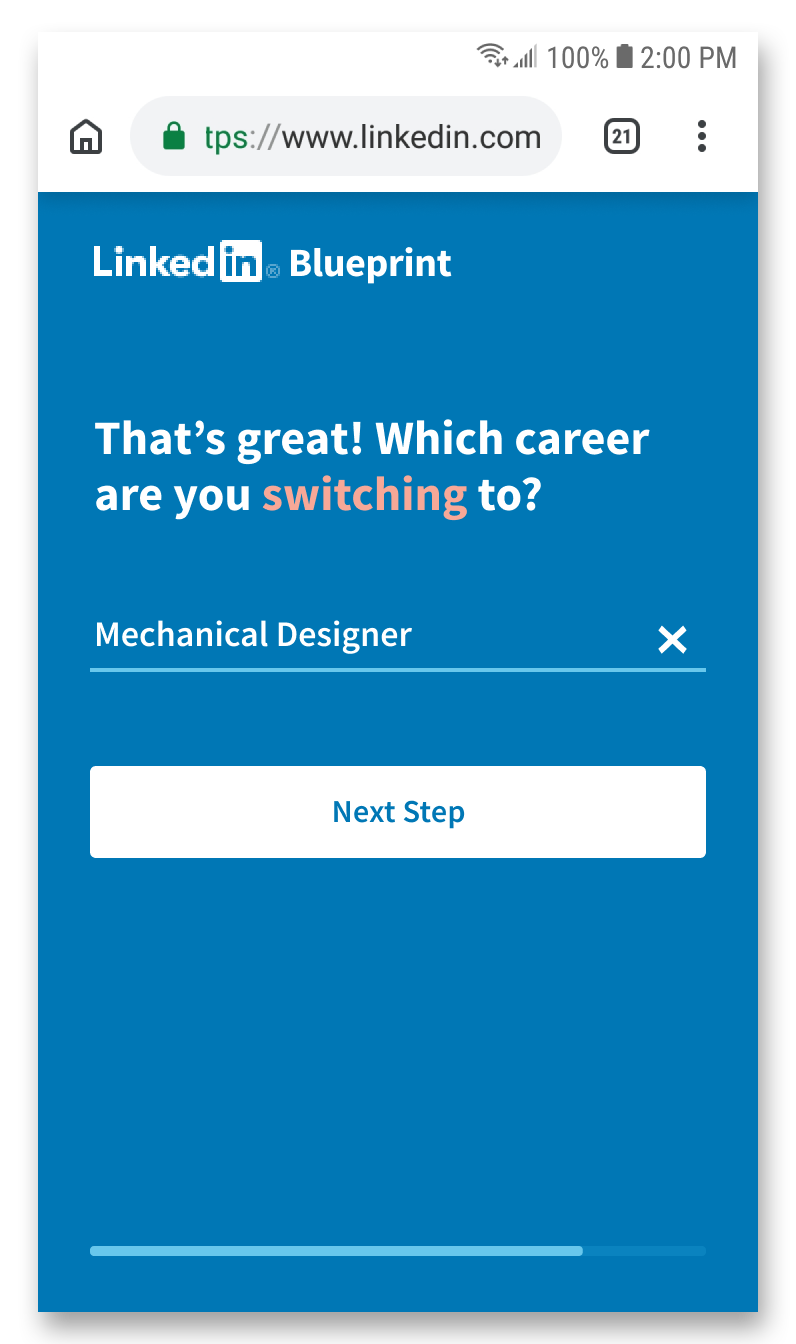 LinkedIn Blueprint Prototype Screens